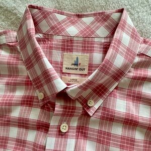 johnnie-O Salmon and White Gingham Casual Shirt